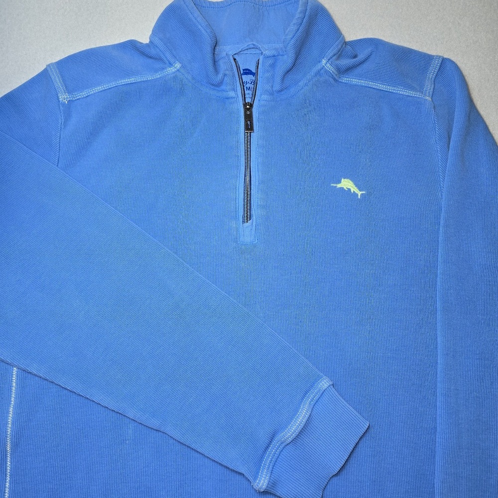 Tommy Bahama Blue Tobago Bay 1/2 Zip Sweatshirt M‎ Preppy Coastal Resort Wear M